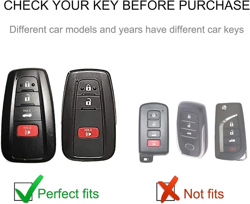 CACARLIKE for Toyota Key Fob Cover with Leather Lanyard, Car Key Fob Case Compatible with 2018-2022 Camry RAV4 Highlander Avalon C-HR Prius Corolla GT86 Smart Key Protector Holder - Image 2